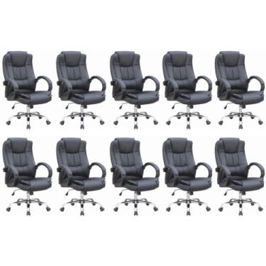 Imagem de Kit 10 Cadeiras para Escritório Presidente Master Soft Preto