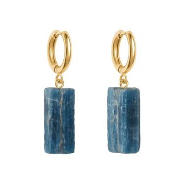Imagem de Brinco de Argola Apatita Canudo - Cristal Natural, Banho Ouro 18k