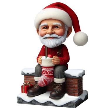 Imagem de Boneco de Papai Noel feito à mão, personalizado da sua foto chaminé e escultura de meia decoração clássica de Natal, presente sazonal emocionante perfeito para presentear pessoas amadas