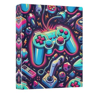 Imagem de Fichário de 3 anéis, joystick de jogo brilhante, fichário redondo de 3,8 cm, fichário com 200 folhas para crianças, material escolar, mulheres e homens, escritório, 1 pacote