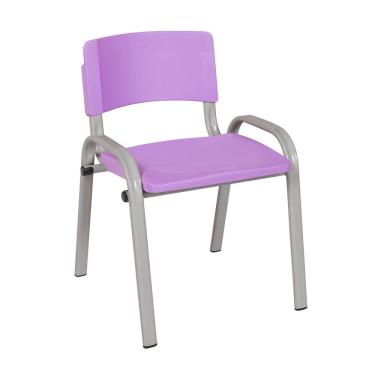 Imagem de Cadeira Infantil Iso Base Cinza Para Atividades Didáticas Creche Escola Empilhável Em Aço