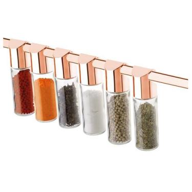 Imagem de Suporte Porta Condimentos Temperos Organizador Cozinha Cobre Rose Gold