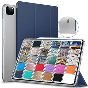 Imagem de DuraSafe Cases Para iPad Pro 12.9 5 4 Geração [PRO 32.8 cm 5th 4th ] A2378 A2461 A2379 Slim Lightweight Protective Frosted PC Dual Angle Stand Front & Back Cover - Azul Marinho
