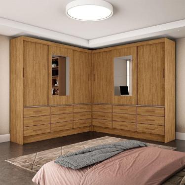 Imagem de Closet Sevilha 6 Portas Casal Duplo Com Espelho 18 Gavetas Cinamomo