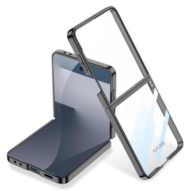 Imagem de FWYANZH Capa transparente para Samsung Galaxy Z Flip 7, capa traseira transparente antiamarelamento com revestimento de luxo, capa de proteção de borda da câmera, preta, flip 7