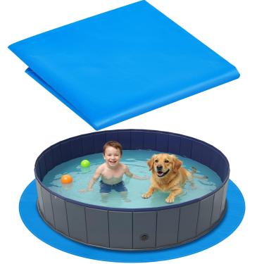 Imagem de Nuanchu Almofada de piscina dobrável para cães de estimação de 199 cm para piscina acima do solo, forro redondo de 1,9 m, lona espessa para proteger a banheira e o fundo do cão para evitar perfurações