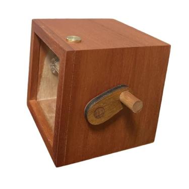 Imagem de Wswqop Álbum de fotos Flipbook Imagem Flip Box Caixa de memória de fotos Máquina de animação de com movimento manual para eventos de casamento em feriados, Marrom