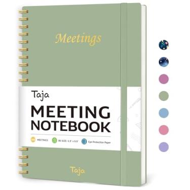 Imagem de Taja Caderno de reuniões para organização do trabalho - Caderno planejador de trabalho com itens de ação, agenda para anotações, 160 páginas (17,5 x 25 cm) organizador de projetos para homens e