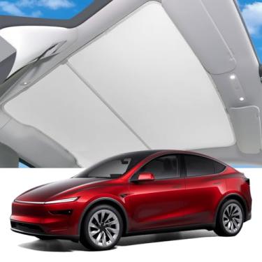 Imagem de 2026 Toldo de proteção solar para Tesla New Model Y Juniper [Never Sag, Heat Loss] Design magnético médio, proteção solar de vidro com isolamento térmico dobrável para Tesla Model Y Refresh Acessórios
