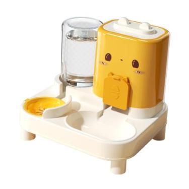 Imagem de Bothyi Alimentador automático para gatos e dispensador de água Alimentador automático para animais de estimação Bebedouro portátil compacto Tigela para cães, Amarelo