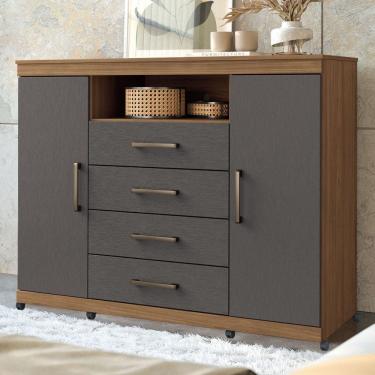 Imagem de Cômoda Havana Master 2 Portas 4 Gavetas Jatoba/Grafite 309943 - Santos Andirá