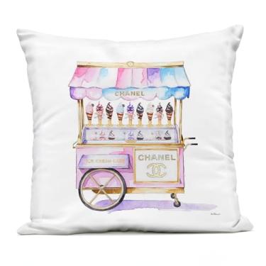 Imagem de Stupell Industries Almofada impressa para exterior com carrinho de sorvete glamouroso, 45 x 18 x 45, rosa