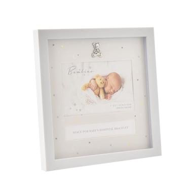 Imagem de Happy Homewares Linda caixa de exibição de lembrança de hospital Bambino e moldura de foto com decoração de ursinho de pelúcia - 15 cm x 10 cm - perfeita para os pais de um bebê recém-nascido