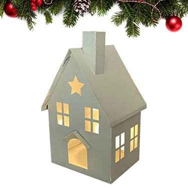 Imagem de Castiçal de casa pequena | Casa de lanterna antiga comporta velas de chá - decoração de casa vintage pastoral pequena decoração de Natal Coatuiyo