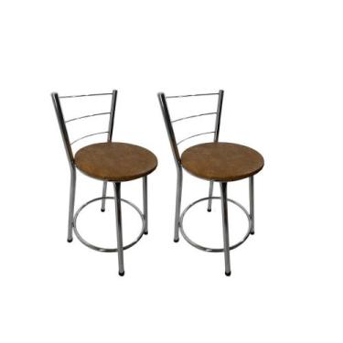 Imagem de Kit 2 Banquetas Bancos Baixa Bistrô Balcão Cozinha Cromada - FortMix, 