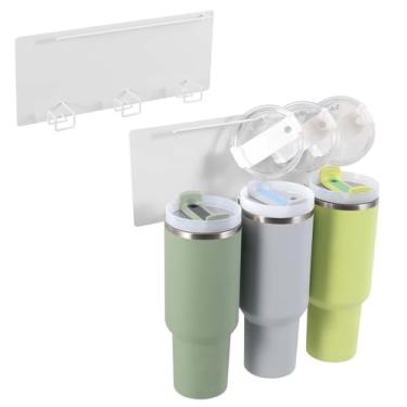 Imagem de VGASHARE Pacote com 2 suportes magnéticos Stanley, acessórios para copos Stanley, organizador magnético de garrafa de geladeira para organizador de tampa Stanley, presente para amantes de copos