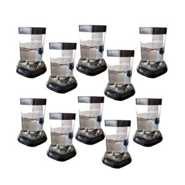 Imagem de Aquário para Peixe Betta com Tampa – Beteira Sextavada em Acrílico 1L | Kit com 10 Unidades – Clássico para Decoração e Lembrancinhas | Festa Infantil | Aniversário (Preta)