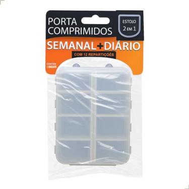 Imagem de Porta Comprimidos Semanal + Diário 12 Repartições Organizador de Trans
