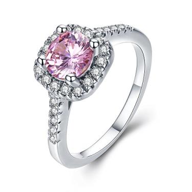 Imagem de Anéis de noivado feminino com cristal solitário e anel de zircônia cúbica UFOORO CZ