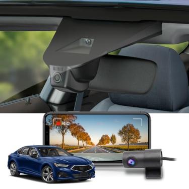 Imagem de FITCAMX Câmera de carro frontal 4K + traseira 1080P para Acura TLX e TLX tipo S 2021-2024 (com espelho de escurecimento automático), estilo OEM, vídeo HD duplo, Wi-Fi e aplicativo, gravação em loop