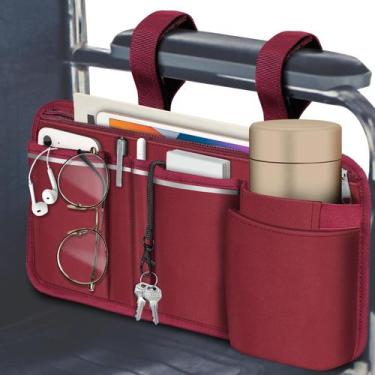 Imagem de Bolsa de armazenamento lateral para cadeira de rodas com porta-copos F