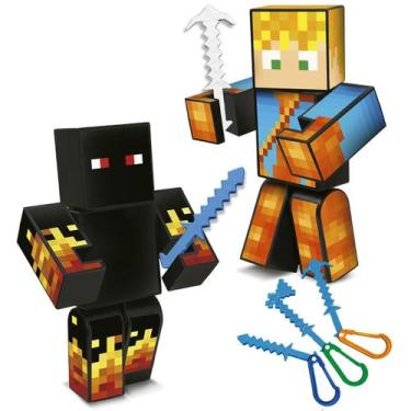 Imagem de Boneco Mine Kit Youtubers lopers E athos 35cm kit 2un Craft - Algazarr