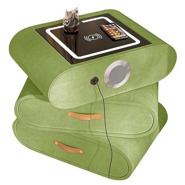 Imagem de Mesa de cabeceira giratória com 3 gavetas grandes para quarto, sala de estar, mesa de cabeceira moderna de madeira com compartimento aberto