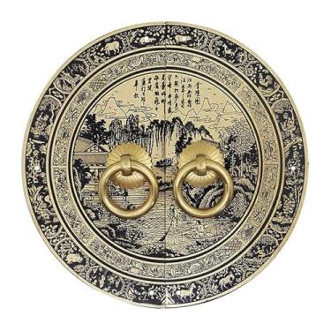 Imagem de TsoLay Puxador de cobre chinês antigo, antiquado, armário, guarda-roupa, porta, pequeno puxador de latão, retrô, redondo, aldrava, decoração de casa