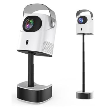 Imagem de BISOFICE Mini projetor com WiFi e Bluetooth, 4K 1080p 250 ANSI Lumen DLP Android TV 11.0 Projetores portáteis inteligentes, som estéreo, Keystone auto-vertical para casa, exterior com controle remoto