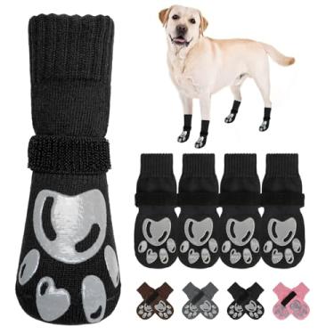 Imagem de BEAUTYZOO Meias para cães para evitar lamber patas - botas de cachorro e protetores de patas com garras em pisos de madeira, sapatos para cães para pavimento quente/frio pequenas, médias grandes
