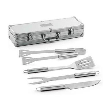 Imagem de Kit Churrasco Com 4 Peças E Maleta Em Aço Inox - UnyGift - Uny Gift