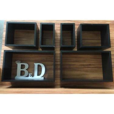 Imagem de Nicho 6 Peças Mdf 15mm Pretotx Decoração Para Ambientes B&d - B&D Arte
