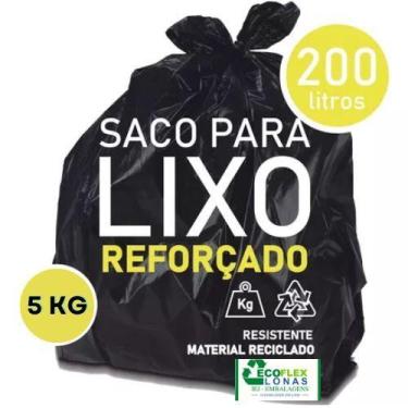Imagem de 200 Sacos Preto lixo 200 Litros Super Reforçado Boca Larga - ECOFLEX