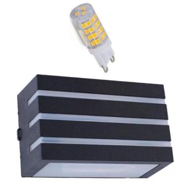 Imagem de Arandela Frisada parede muro quintal Preta + Lampada Led - Queluz