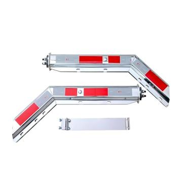 Imagem de TBOZZ Gancho de aba de lama angular cromado com fita de conspicuidade, espaçamento de parafuso de montagem de 33 cm, comprimento de 76 cm com mola interna aprimorada de 33 cm.