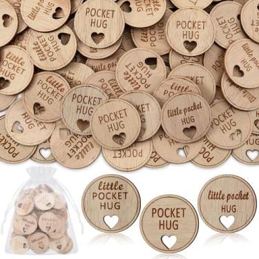 Imagem de Token de abraço de bolso de madeira CroBlissful 150 unidades com sacos