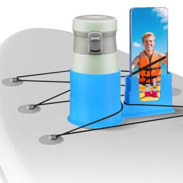 Imagem de DINGLIAN Suporte de copo de paddleboard, suporte de copo de caiaque 2 em 1, suporte de telefone para garrafa de bebida e barco, acessórios de prancha de remo e caiaque para tipos de garrafas, bebidas