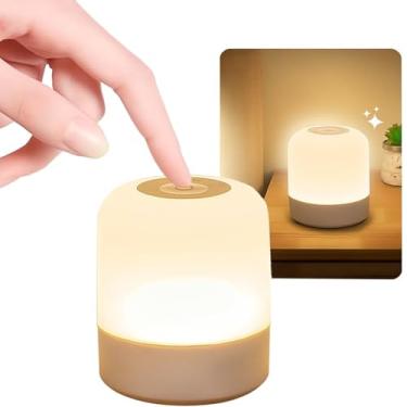 Imagem de Luminária LED Touch Premium 3 Cores Recarregável USB Escurecimento Contínuo Luz Noturna Decorativa Proteção Olhos