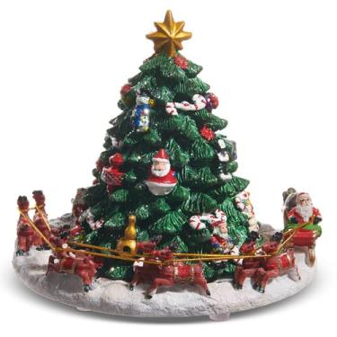 Imagem de RAZ Imports Papai Noel animado e musical ao redor da árvore, 16 cm, resina, multicolorido