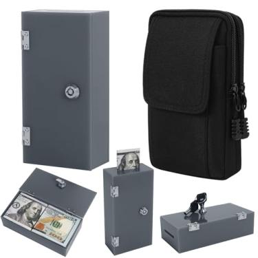 Imagem de Caixa de jogos de azar cinza extra grande com 2 chaves, ranhura, bolsa de cintura, caixa portátil de cassino para dinheiro, cofre para jogadores, controle de jogos de azar, 1 pacote