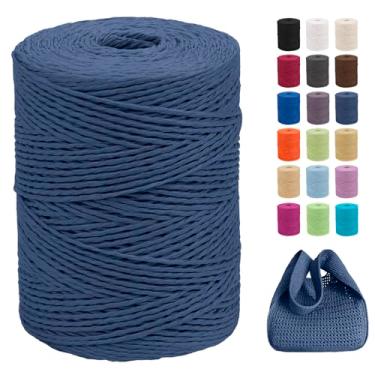 Imagem de CAMAL Fio de ráfia de 2 mm x 328 jardas para crochê, fita de papel de ráfia trançada de 2 camadas para embrulho de presente, cordão de ráfia suave para crochê rosa, chapéus, bolsas, artesanato de mão