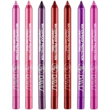 Imagem de Conjunto de 7 canetas delineadoras coloridas, lápis de sombra, kit de delineador de pérolas, delineador de olhos metálicos coloridos com glitter para mulheres, delineador de olhos e lábios, maquiagem