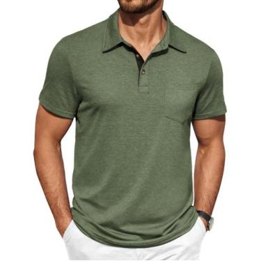 Imagem de Camisa polo COOFANDY casual de manga curta para homens verde