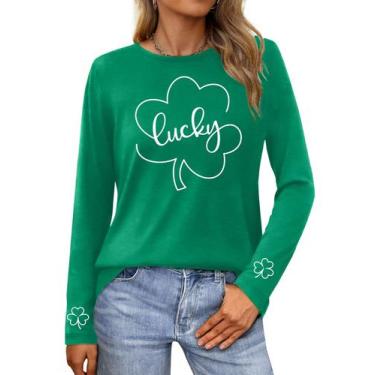 Imagem de Camisa feminina PECHAR St Patricks Day Lucky Shamrock Green