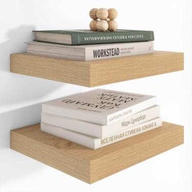 Imagem de Prateleiras flutuantes Heimlove, madeira de carvalho de 30 cm, pacote 