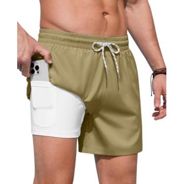 Imagem de Calções de banho masculinos Gleeease com costura interna forrada de co