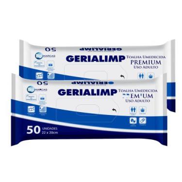 Imagem de Kit 2 Toalha Umedecida Geriátrica Gerialimp Premium 50 Unidades