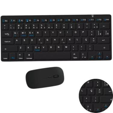 Imagem de Kit Teclado e Mouse Sem Fio Utiliza Bluetooth 5.0 e Pilha AAA. Leve, Ergonômico, com Layout Nacional. Compatíveis com Windows Mac Android Linux Notebook Tablet e Celular. Ideal para Uso Diário