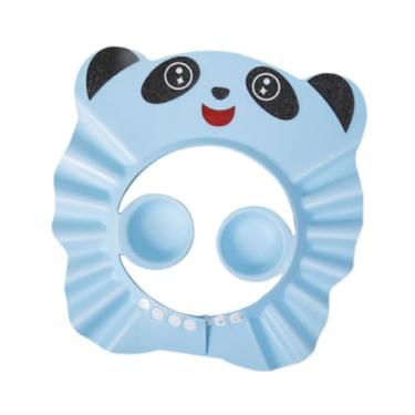 Imagem de YIJU Touca de banho infantil ajustável em EVA à prova d'água com protetor auricular, touca de banho com desenho animado, chapéu de xampu para crianças, Azul