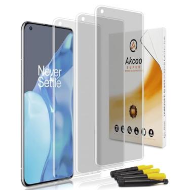 Imagem de Akcoo Protetor de tela fosco para OnePlus 9 Pro, conjunto UV de vidro temperado - pacote com 3, antirreflexo, anti-impressões digitais, toque macio e sensível, resistente a arranhões 9H